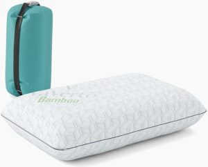 Vaverto Small Memory Foam Bed Pillow for Camping - Compressible Medium Firm, Breathable Cover, Machine Washable, Ideal Backpacking, Airplane and Car