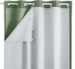2 Panels 100% Blackout Curtain Liners for Behind Curtains, Darkening Thermal Insulated Blackout Liner for 84 Inch Curtains, Each 50" Wx80 L, 2 Liners Per Set with 18 Pieces Rings