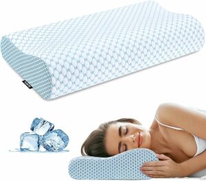 Cervical Pillow for Neck Pain Relief, Contour Memory Foam Pillows for Sleeping, Odorless Ergonomic Pillow Adjustable Orthopedic Cooling Pillow Bed Pillow Neck Support for Side Back Stomach Sleepers