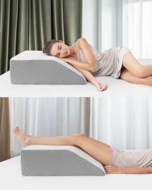 Forias 8" H Leg Pillow, Leg Elevating Pillow for After Surgery Swelling, Memory Foam Leg Elevation Pillow Knee Pillow for Back Sleeping Leg Pillow for Back Pain Sciatica Knee Hip Ankles Pain Relief