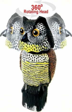 GiftExpress 15.5" Scarecrow Owl Decoy with Rotating Head Statue, Bird Control, Bird Deterrent, Garden Protectors, Fake Owls