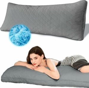 Ubauba Memory Foam Body Pillow, Full Large Body Pillows for Adults, Firm & Fluffy Long Bed Pillows for Sleeping (20x54 inch, Grey)