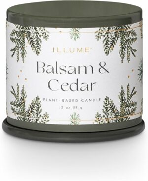 ILLUME Demi Vanity Tin Candle, Balsam & Cedar, Signature 3 oz.