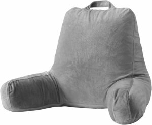 Sasttie Reading Pillow for Sitting in Bed Adult, Velvet Back Pillow for Bed Sitting Up, Backrest Back Support Chair Pillow, College Dorm Essentials for Girls and Boys, Dark Grey