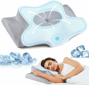 Memory Foam Pillows - Neck Support Pillow for Pain Relief, Ergonomic Cervical Pillow for Sleeping, Orthopedic Contour Bed Pillow for Side, Back & Stomach Sleepers (Blue)