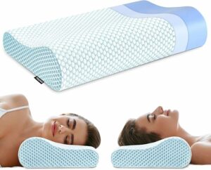 Memory Foam Bed Pillow for Sleeping, Ergonomic Cervical Contour Neck Support Orthopedic Pillow for Side Back Stomach Sleeper, Neck and Shoulder Pain