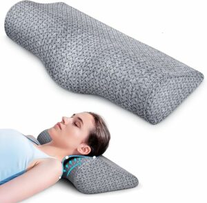 Cervical Neck Pillows for Pain Relief Sleeping, High-Density Memory Foam Pillow Neck for Bolster Support and Shoulder Relaxer, Decompression Devices Orthopedic Roll Pillow for Bed Office