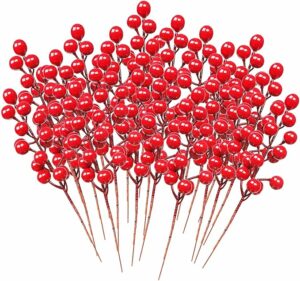 DR.DUDU 48 Pack Christmas Red Berries Set for Christmas Tree Decoration, Artificial Christmas Red Berry Stems for DIY Crafts Wreath Garland Christmas Ornaments Decor