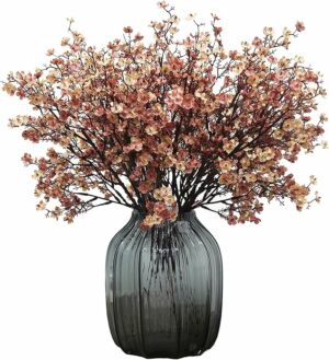 JAKY-Global Babys Breath Silk Artificial Flowers 6 Bundle European Fake Flowers Decor Wedding Party Fall Stems Decoration Bouquets DIY Home Garden,Farmhouse,Living Room Decor (Beige Brown-6pcs)