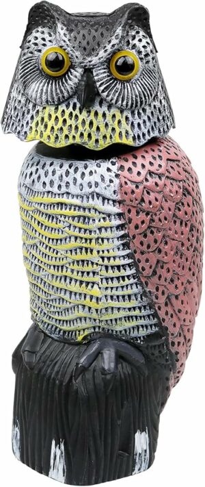 Galashield Owl Decoy to Scare Birds Away Scarecrow Fake Owl with Rotating Head 16" Tall