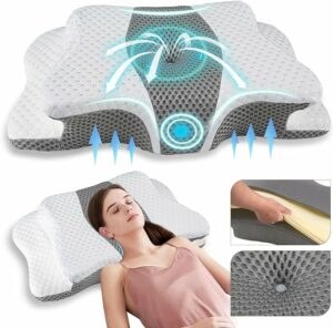 Pain Relief Memory Foam Neck Support Pillow, Height Adjustable Ergonomic Pillow Cozy Sleeping, Odorless Contour Cervical Pillow, Orthopedic Bed Pillow for Side Back Stomach Sleeper