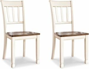 Signature Design by Ashley Whitesburg Cottage Rake Back Dining Chair, Set of 2, Brown & Off-White