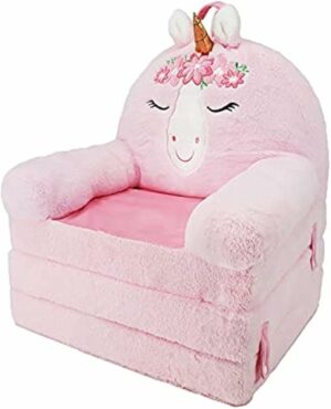 Soft Landing Elite Premium Character Sofa Seat & Transformable Fold-Out Lounger with Carrying Handle – Unicorn