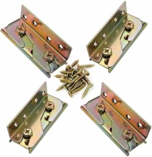 Socell 4 Sets Bed Rail Brackets Heavy Duty No-Mortise Bed Rail Fittings Wooden Bed Frame Connectors with Screws for Headboards Footboards Hold