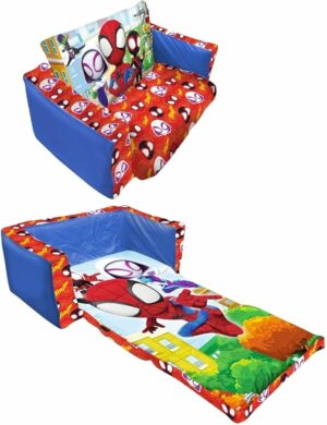 Spidey and his Amazing Friends 2-in-1 Inflatable Sofa Bed, Kids Sofa Couch Fold Out, Foldable Chair Lounger for Toddlers and Kids