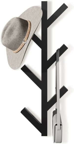 RRG Vertical Coat Rack Wall Mounted 16 Inch, Metal Modern Wall Coat Tree for Hats, Jackets, Bags, Entryway Bedroom (Height 16")
