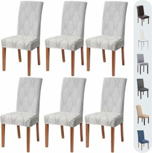 Chair Covers for Dining Chairs, Dining Room Chair Covers Set of 6, Stretch Kitchen Chairs Covers, Removable Washable Dining Chair Covers for Home Kitchen Banquet Hotel Ceremony