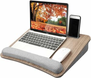 HUANUO Portable Lap Laptop Desk with Pillow Cushion, Fits up to 15.6 inch Laptop, with Anti-Slip Strip & Storage Function for Home Office Students Use as Computer Laptop Stand, Book Tablet