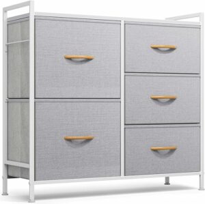ROMOON Dresser for Bedroom with 5 Drawers, Closet Storage Drawer Organizer, Small Dressers & Chests of Drawers, Fabric Dresser for Living Room, Closet, Hallway( Grey)