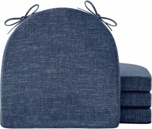 Chair Cushions for Dining Chairs with Ties and Removable Cover, Dining Kitchen Chair Pads with Non-Slip Bottom, High-Resilience Indoor Seat Cushions, 16'' x 16'' x 2'', Set of 4, Navy