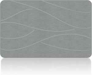 Stone Bath Mat Diatomaceous Earth Shower Mat Non-Slip Super Absorbent Diatomite Stone Bath Mats for Bathroom Floor Quick Drying Natural Easy to Clean(23.6''×15.4" Gray)