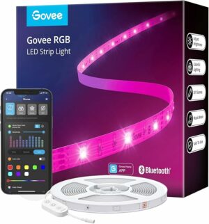 Govee 100ft LED Strip Lights, Bluetooth RGB LED Lights with App Control, 64 Scenes and Music Sync LED Strip Lighting for Bedroom, Living Room, Kitchen, Party, ETL Listed Adapter