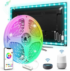 16.4ft Smart LED Strip Lights WiFi LED Lights Strip Work with Alexa and Google Assistant RGB 16 Million Colors with App Control Music Sync LED Lights for Bedroom USB Led Lights for TV 45-75 Inch